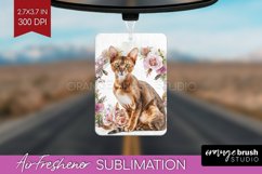 Floral Cat Air Freshener PNG - Flowers PNG Sublimation Product Image 1