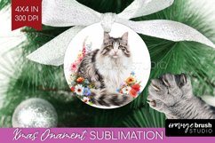 Floral Cat Ornament PNG - Flowers PNG Sublimation Product Image 1