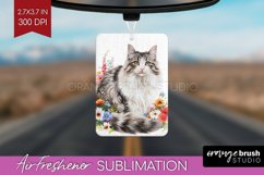 Floral Cat Air Freshener PNG - Flowers PNG Sublimation Product Image 1