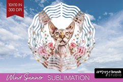 Floral Cat Wind Spinner Sublimation PNG - Flowers Round Product Image 1