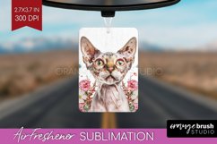 Floral Cat Air Freshener PNG - Flowers PNG Sublimation Product Image 1