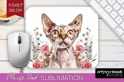 Floral Cat Mouse Pad Sublimation - Flowers Mousepad PNG Product Image 1