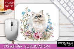Floral Cat Mouse Pad Sublimation - Flowers Mousepad PNG Product Image 1