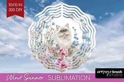 Floral Cat Wind Spinner Sublimation PNG - Flowers Round Product Image 1