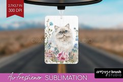Floral Cat Air Freshener PNG - Flowers PNG Sublimation Product Image 1