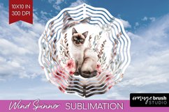 Floral Cat Wind Spinner Sublimation PNG - Flowers Round Product Image 1