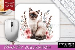 Floral Cat Mouse Pad Sublimation - Flowers Mousepad PNG Product Image 1