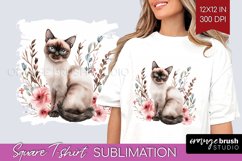 Floral Cat Square Tshirt Background - Flowers PNG Product Image 1