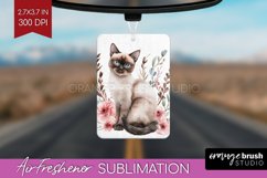 Floral Cat Air Freshener PNG - Flowers PNG Sublimation Product Image 1