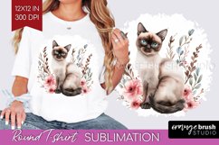 Floral Cat Round Tshirt Background - Flowers PNG Sublimation Product Image 1