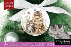 Floral Cat Ornament PNG - Flowers PNG Sublimation Product Image 1