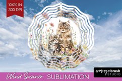 Floral Cat Wind Spinner Sublimation PNG - Flowers Round Product Image 1