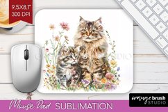 Floral Cat Mouse Pad Sublimation - Flowers Mousepad PNG Product Image 1