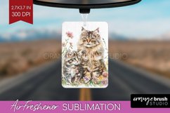 Floral Cat Air Freshener PNG - Flowers PNG Sublimation Product Image 1