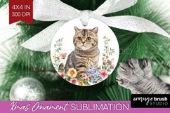 Floral Cat Ornament PNG - Flowers PNG Sublimation Product Image 1