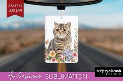 Floral Cat Air Freshener PNG - Flowers PNG Sublimation Product Image 1