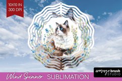 Floral Cat Wind Spinner Sublimation PNG - Flowers Round Product Image 1