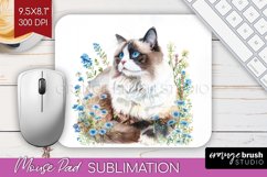 Floral Cat Mouse Pad Sublimation - Flowers Mousepad PNG Product Image 1