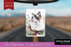 Floral Cat Air Freshener PNG - Flowers PNG Sublimation Product Image 1