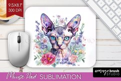 Floral Cat Mouse Pad Sublimation - Flowers Mousepad PNG Product Image 1