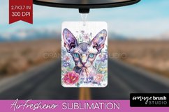 Floral Cat Air Freshener PNG - Flowers PNG Sublimation Product Image 1