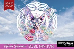 Floral Cat Wind Spinner Sublimation PNG - Flowers Round Product Image 1