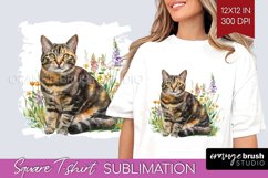 Floral Cat Square Tshirt Background - Flowers PNG Product Image 1
