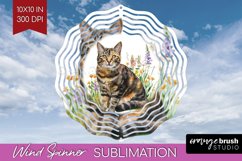 Floral Cat Wind Spinner Sublimation PNG - Flowers Round Product Image 1