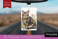 Floral Cat Air Freshener PNG - Flowers PNG Sublimation Product Image 1