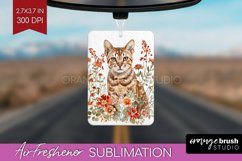 Floral Cat Air Freshener PNG - Flowers PNG Sublimation Product Image 1