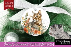 Floral Cat Ornament PNG - Flowers PNG Sublimation Product Image 1