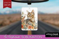 Floral Cat Air Freshener PNG - Flowers PNG Sublimation Product Image 1