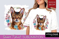 Floral Cat Square Tshirt Background - Flowers PNG Product Image 1