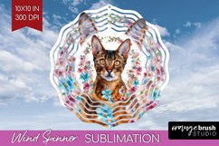 Floral Cat Wind Spinner Sublimation PNG - Flowers Round Product Image 1