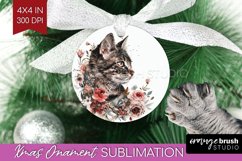 Floral Cat Ornament PNG - Flowers PNG Sublimation Product Image 1