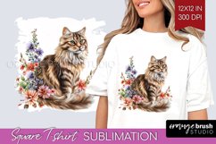 Floral Cat Square Tshirt Background - Flowers PNG Product Image 1
