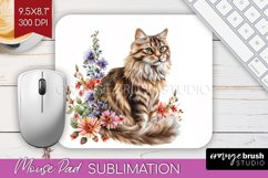 Floral Cat Mouse Pad Sublimation - Flowers Mousepad PNG Product Image 1
