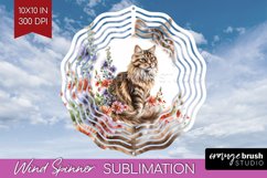 Floral Cat Wind Spinner Sublimation PNG - Flowers Round Product Image 1