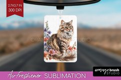 Floral Cat Air Freshener PNG - Flowers PNG Sublimation Product Image 1
