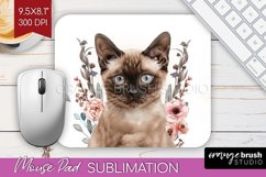 Floral Cat Mouse Pad Sublimation - Flowers Mousepad PNG Product Image 1