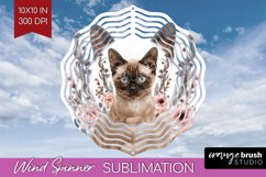 Floral Cat Wind Spinner Sublimation PNG - Flowers Round Product Image 1