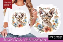 Floral Cat Round Tshirt Background - Flowers PNG Sublimation Product Image 1