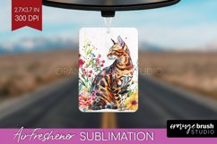 Floral Cat Air Freshener PNG - Flowers PNG Sublimation Product Image 1