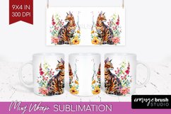 Floral Cat Mug Wrap - Flowers Mug PNG Sublimation Product Image 1