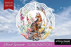 Floral Cat Wind Spinner Sublimation PNG - Flowers Round Product Image 1