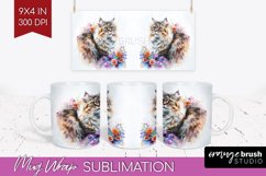 Floral Cat Mug Wrap - Flowers Mug PNG Sublimation Product Image 1