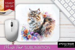 Floral Cat Mouse Pad Sublimation - Flowers Mousepad PNG Product Image 1