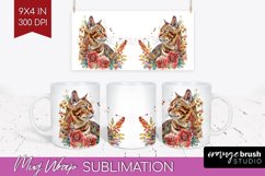 Floral Cat Mug Wrap - Flowers Mug PNG Sublimation Product Image 1