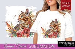 Floral Cat Square Tshirt Background - Flowers PNG Product Image 1