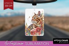 Floral Cat Air Freshener PNG - Flowers PNG Sublimation Product Image 1